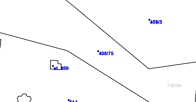 Parcela st. 408/75 v KÚ Kařez, Katastrální mapa