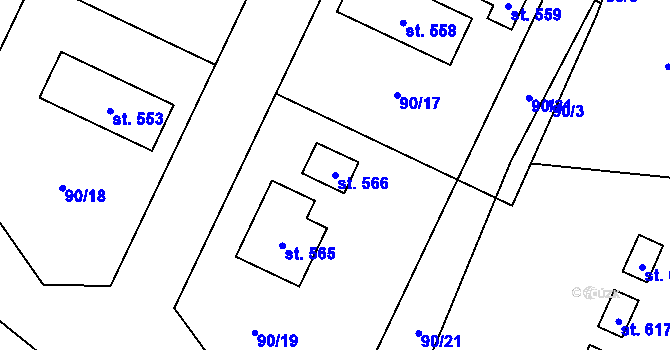 Parcela st. 566 v KÚ Kařez, Katastrální mapa