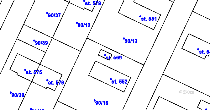 Parcela st. 569 v KÚ Kařez, Katastrální mapa
