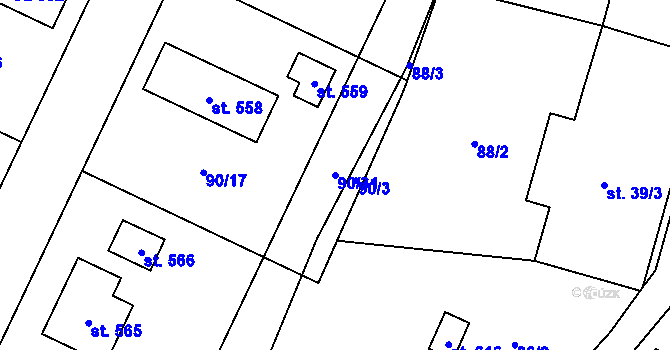 Parcela st. 90/31 v KÚ Kařez, Katastrální mapa