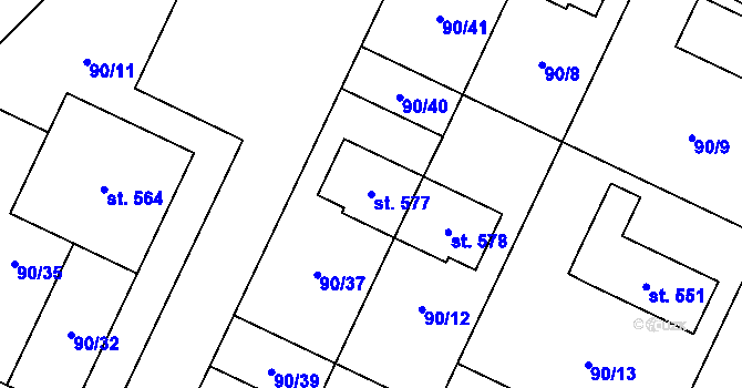 Parcela st. 577 v KÚ Kařez, Katastrální mapa