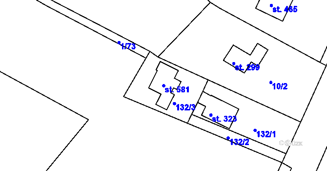 Parcela st. 581 v KÚ Kařez, Katastrální mapa