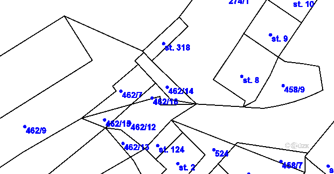 Parcela st. 462/14 v KÚ Kařez, Katastrální mapa