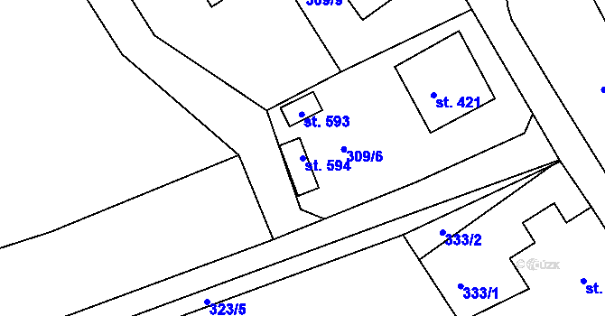 Parcela st. 594 v KÚ Kařez, Katastrální mapa