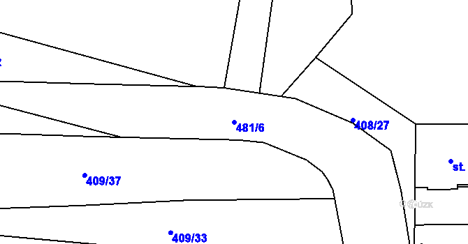 Parcela st. 481/6 v KÚ Kařez, Katastrální mapa
