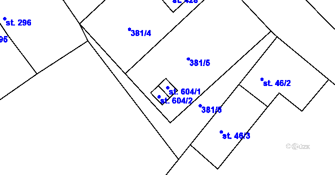 Parcela st. 604/1 v KÚ Kařez, Katastrální mapa