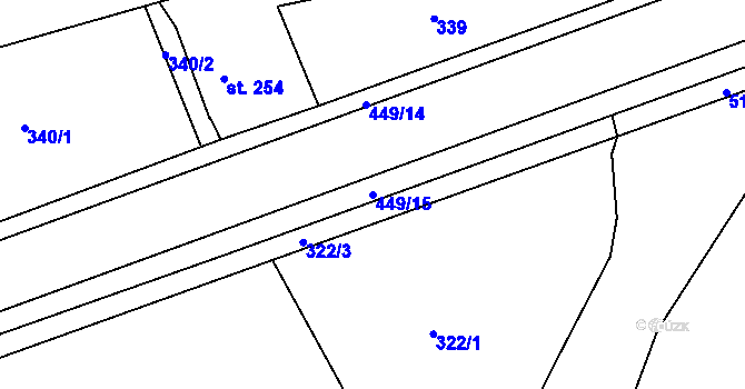 Parcela st. 449/15 v KÚ Kařez, Katastrální mapa