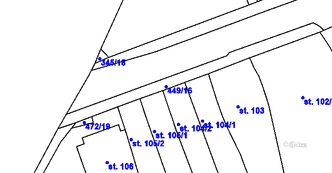 Parcela st. 449/16 v KÚ Kařez, Katastrální mapa