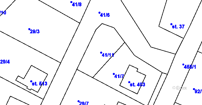 Parcela st. 41/11 v KÚ Kařez, Katastrální mapa