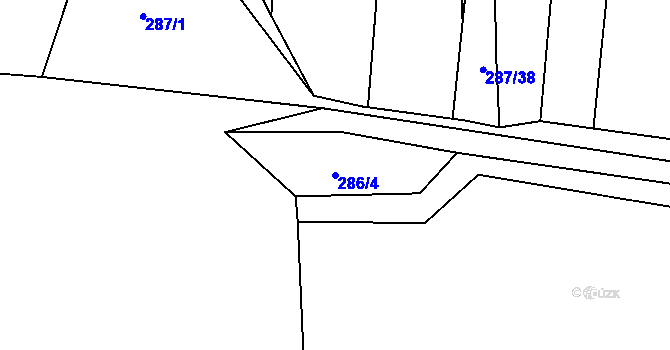Parcela st. 286/4 v KÚ Kařízek, Katastrální mapa