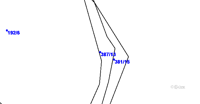 Parcela st. 387/13 v KÚ Kařízek, Katastrální mapa