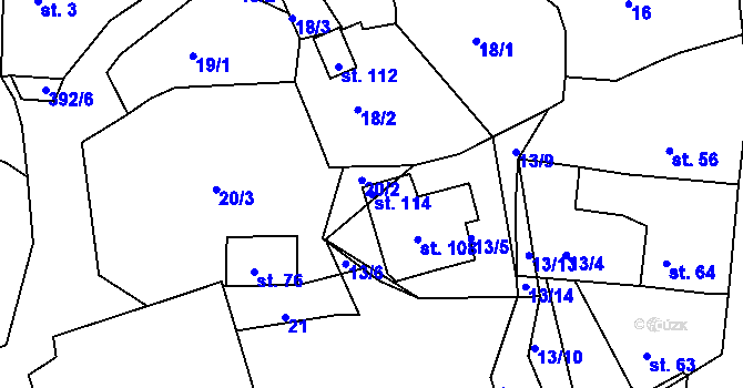 Parcela st. 114 v KÚ Kařízek, Katastrální mapa