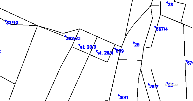 Parcela st. 20/4 v KÚ Kasalice, Katastrální mapa
