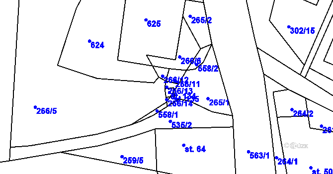 Parcela st. 266/13 v KÚ Kasalice, Katastrální mapa