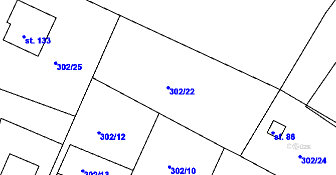 Parcela st. 302/22 v KÚ Kasalice, Katastrální mapa
