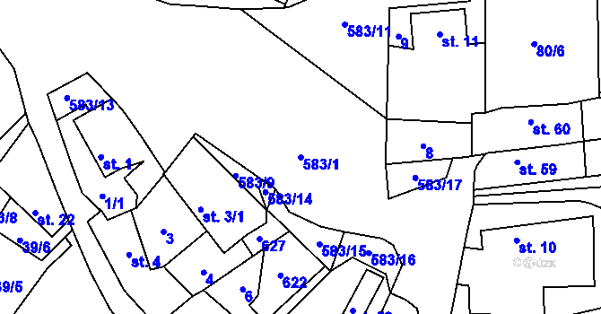 Parcela st. 583/1 v KÚ Kasalice, Katastrální mapa
