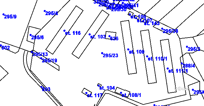 Parcela st. 295/23 v KÚ Kasalice, Katastrální mapa