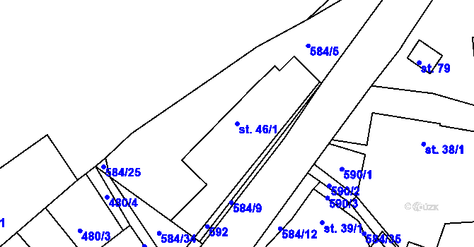 Parcela st. 46/1 v KÚ Kasaličky, Katastrální mapa