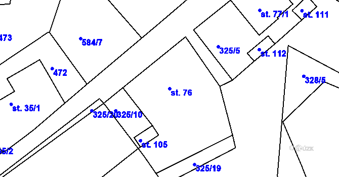 Parcela st. 76 v KÚ Kasaličky, Katastrální mapa