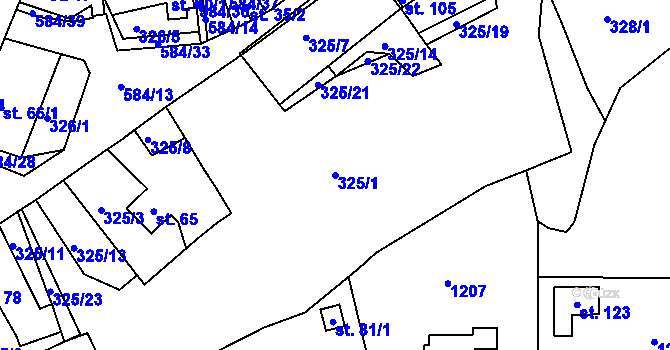 Parcela st. 325/1 v KÚ Kasaličky, Katastrální mapa