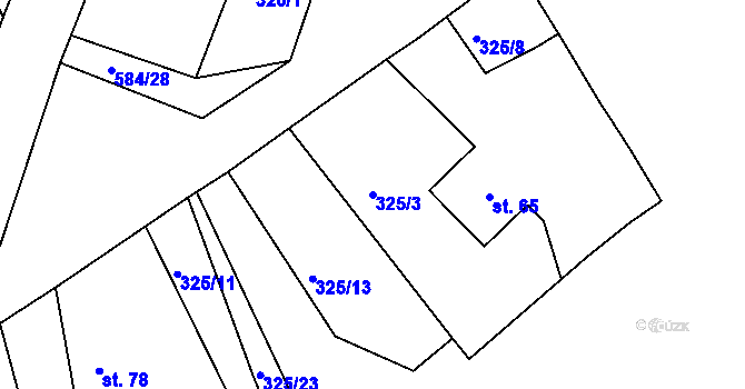 Parcela st. 325/3 v KÚ Kasaličky, Katastrální mapa