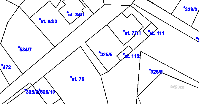 Parcela st. 325/5 v KÚ Kasaličky, Katastrální mapa