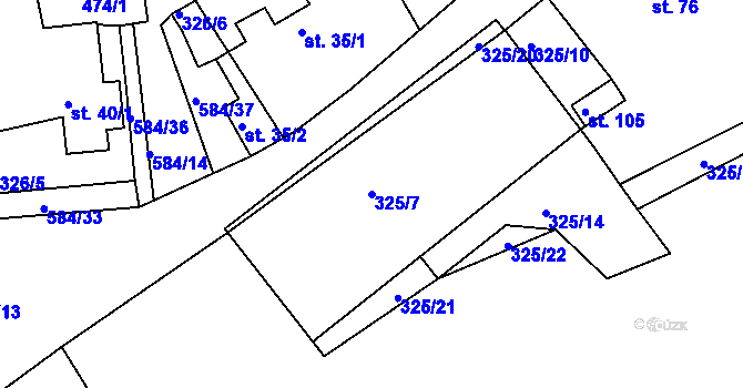Parcela st. 325/7 v KÚ Kasaličky, Katastrální mapa