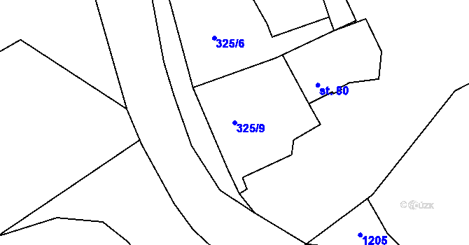 Parcela st. 325/9 v KÚ Kasaličky, Katastrální mapa