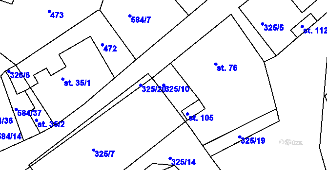 Parcela st. 325/10 v KÚ Kasaličky, Katastrální mapa