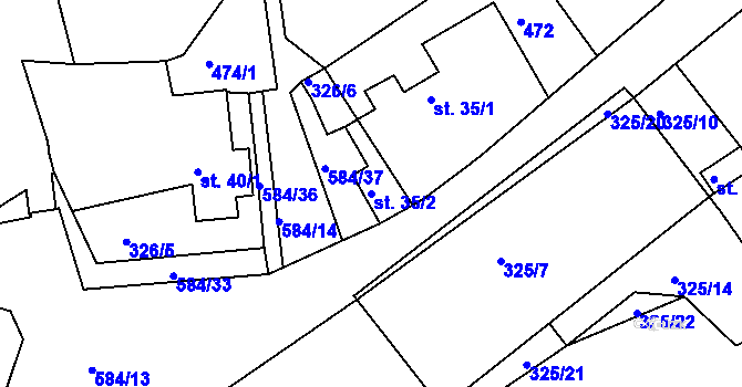 Parcela st. 35/2 v KÚ Kasaličky, Katastrální mapa