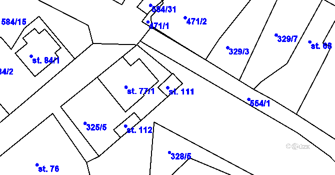 Parcela st. 111 v KÚ Kasaličky, Katastrální mapa
