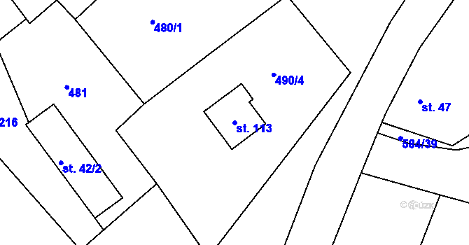 Parcela st. 113 v KÚ Kasaličky, Katastrální mapa