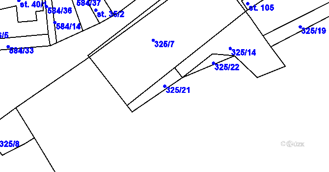 Parcela st. 325/21 v KÚ Kasaličky, Katastrální mapa