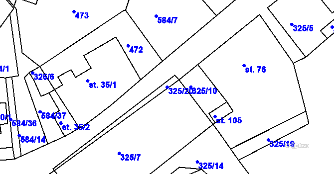 Parcela st. 325/20 v KÚ Kasaličky, Katastrální mapa