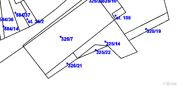 Parcela st. 325/22 v KÚ Kasaličky, Katastrální mapa