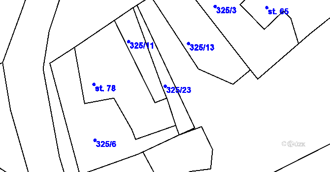 Parcela st. 325/23 v KÚ Kasaličky, Katastrální mapa