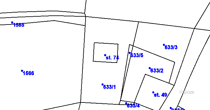 Parcela st. 74 v KÚ Chloumek u Kasejovic, Katastrální mapa