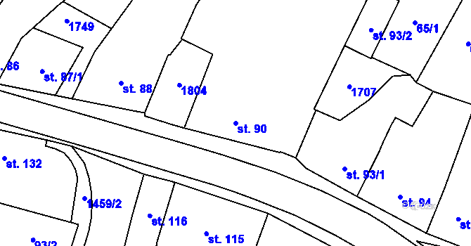 Parcela st. 90 v KÚ Kasejovice, Katastrální mapa