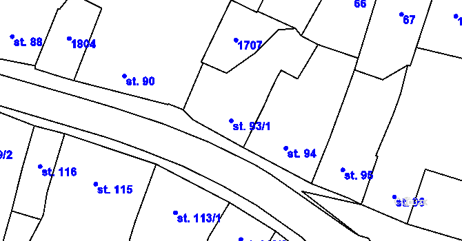 Parcela st. 93/1 v KÚ Kasejovice, Katastrální mapa