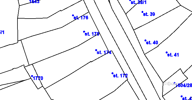 Parcela st. 174 v KÚ Kasejovice, Katastrální mapa