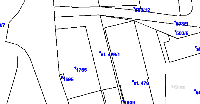 Parcela st. 429/1 v KÚ Kasejovice, Katastrální mapa