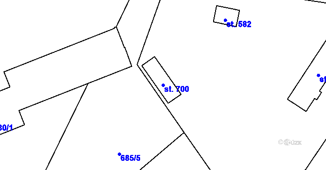 Parcela st. 700 v KÚ Kasejovice, Katastrální mapa