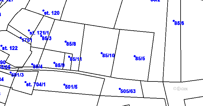 Parcela st. 85/10 v KÚ Kasejovice, Katastrální mapa
