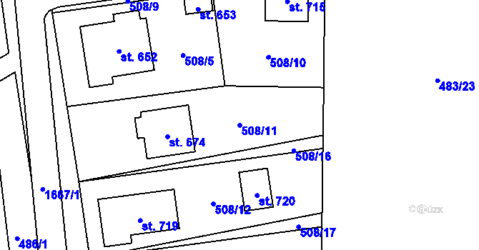 Parcela st. 508/11 v KÚ Kasejovice, Katastrální mapa