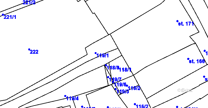 Parcela st. 119/5 v KÚ Kasejovice, Katastrální mapa