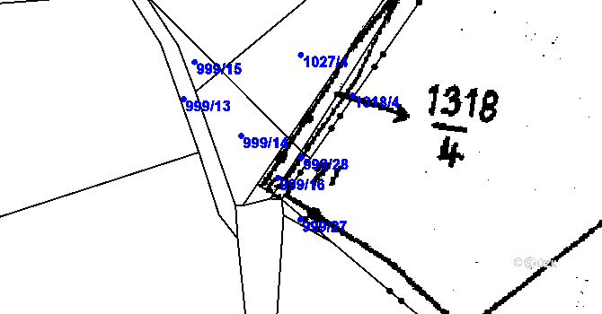 Parcela st. 999/28 v KÚ Kasejovice, Katastrální mapa