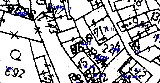Parcela st. 16 v KÚ Řesanice, Katastrální mapa