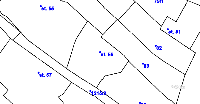 Parcela st. 56 v KÚ Řesanice, Katastrální mapa