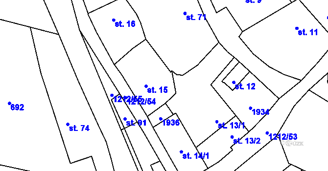 Parcela st. 62 v KÚ Řesanice, Katastrální mapa