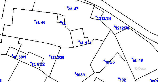 Parcela st. 121 v KÚ Řesanice, Katastrální mapa